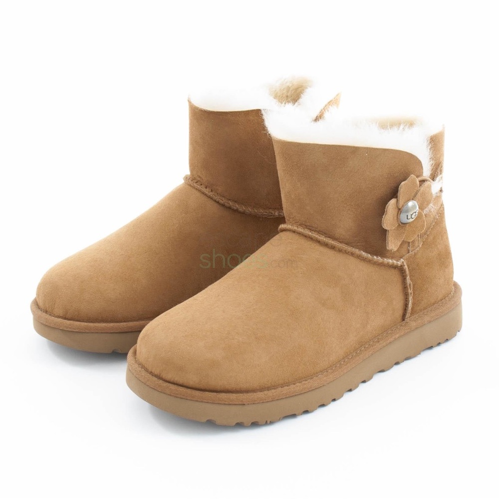 UGG Mini Bailey Button Poppy Chestnut Toddler Girls Boot Size 7